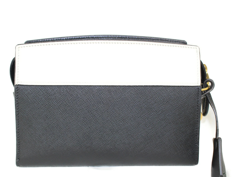 Prada Calfskin Black Bicolor Bag Esplanade White